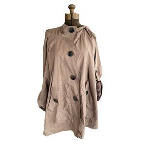 Dorman Lightweight Button Jacket Pockets Zipper In Hood Medium Trench Rain Taupe